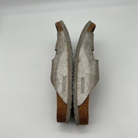 Birkenstock Arizona Leather Washed Metallic Silver Sandal - Picture 7 of 10